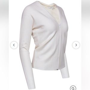 Vince - Ivory Zip-Up Wool Blend Knit Cardigan. Size M
